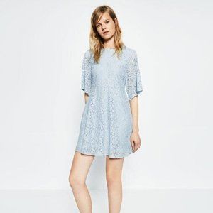 Zara Light Blue Mini Dress with Wide Elbow Sleeves, Size S